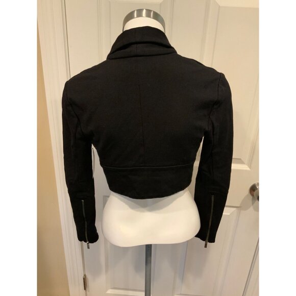 BCBG Max Azria  Black Cropped Jacket W/ Zipper Detail, Size XS - Picture 5 of 7